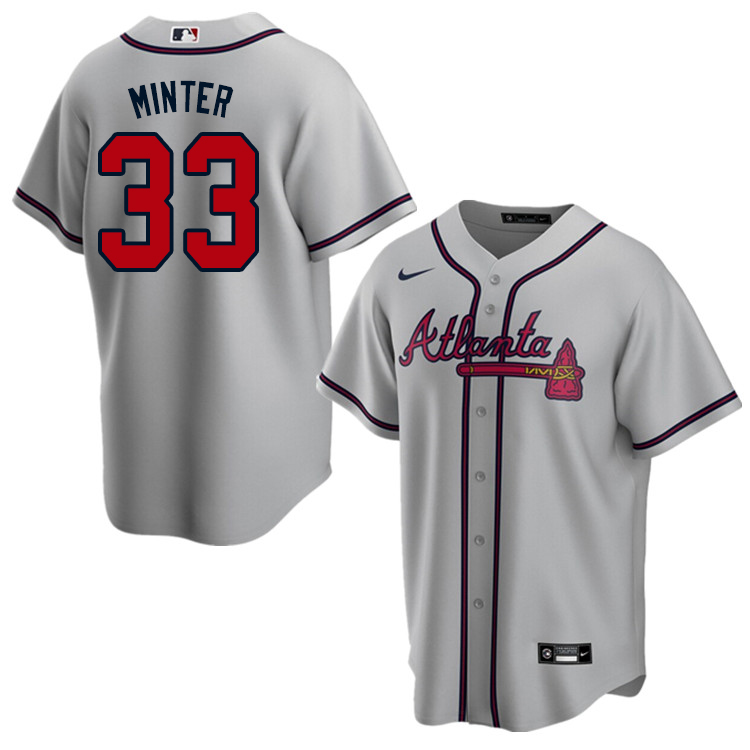 Nike Men #33 A.J. Minter Atlanta Braves Baseball Jerseys Sale-Gray